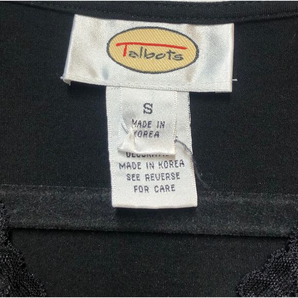 Talbots V-Neck Lace Pullover Top Black Women's Size Small - Picture 3 of 6